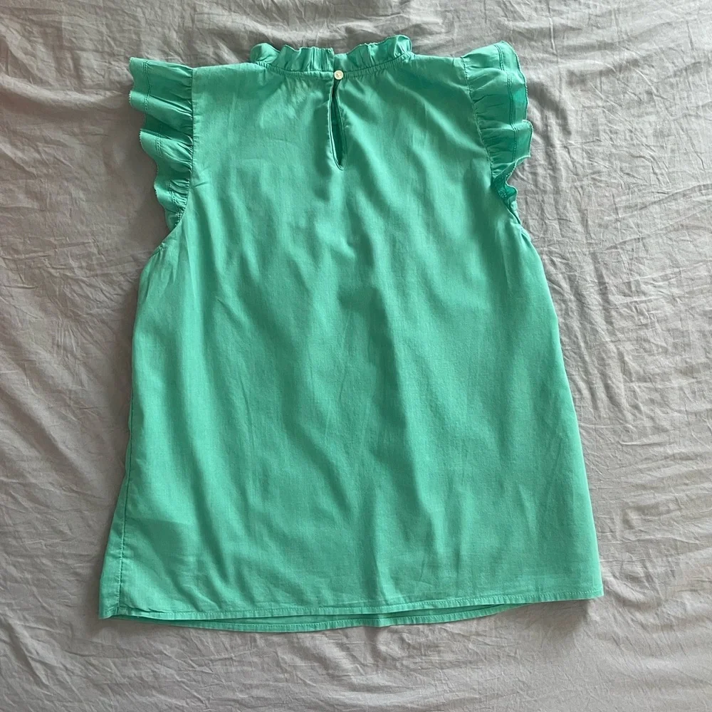 100% cotton J.Crew Green‎ Ruffled Sleeveless Top XS